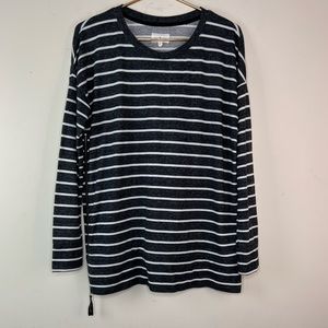 Lou & Grey Striped Side Zip Top, Medium